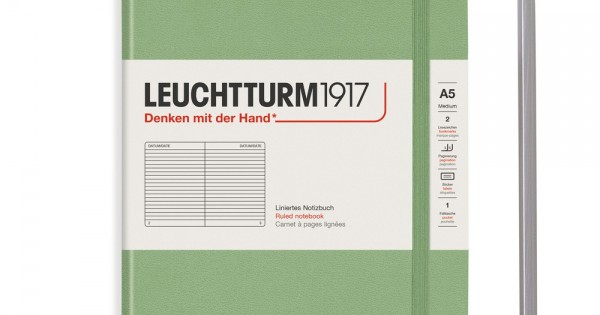 LEUCHTTURM1917 361585 notitieboek Muted Colours (A5), hardcover, 251 genummerde pagina's, salie, blanco